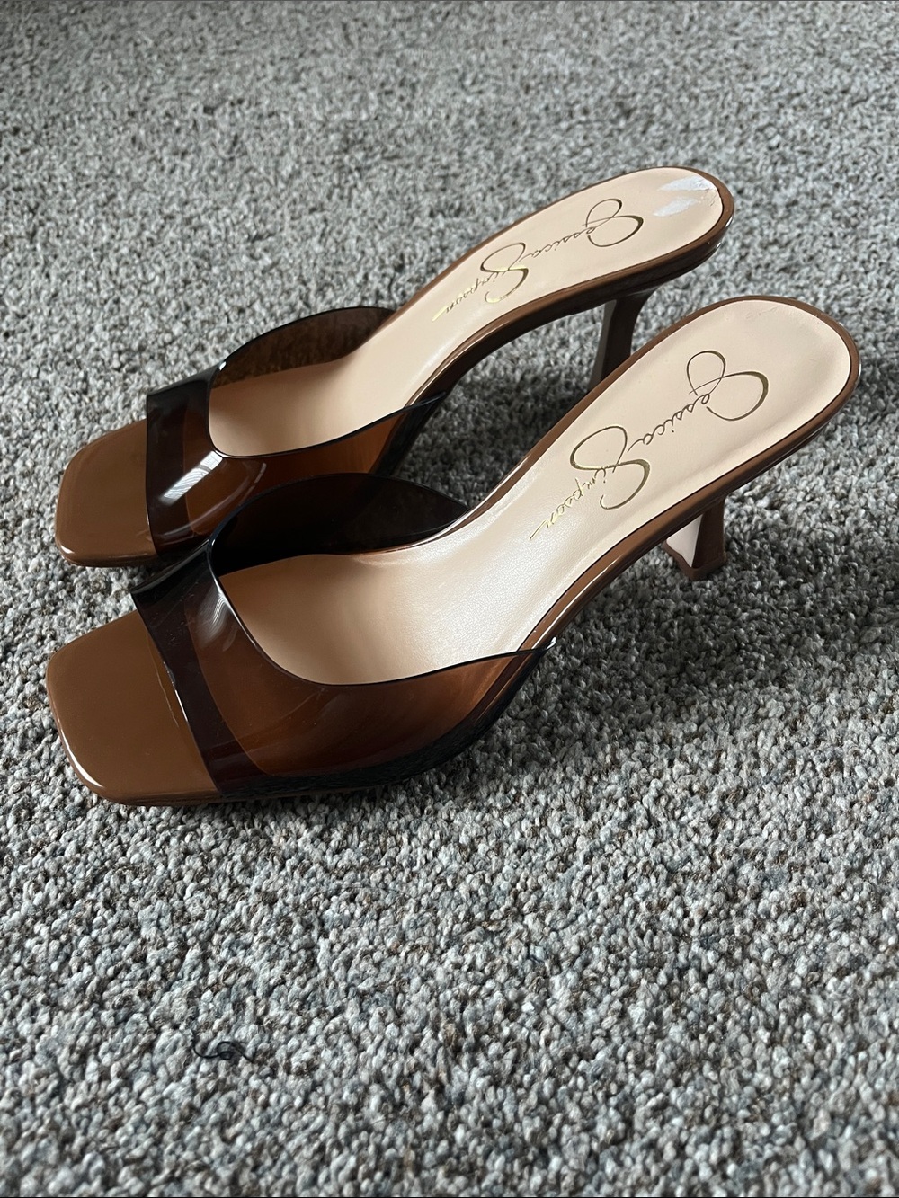Jessica Simpson brown mauve Jelly kitten heels size 8 8.5